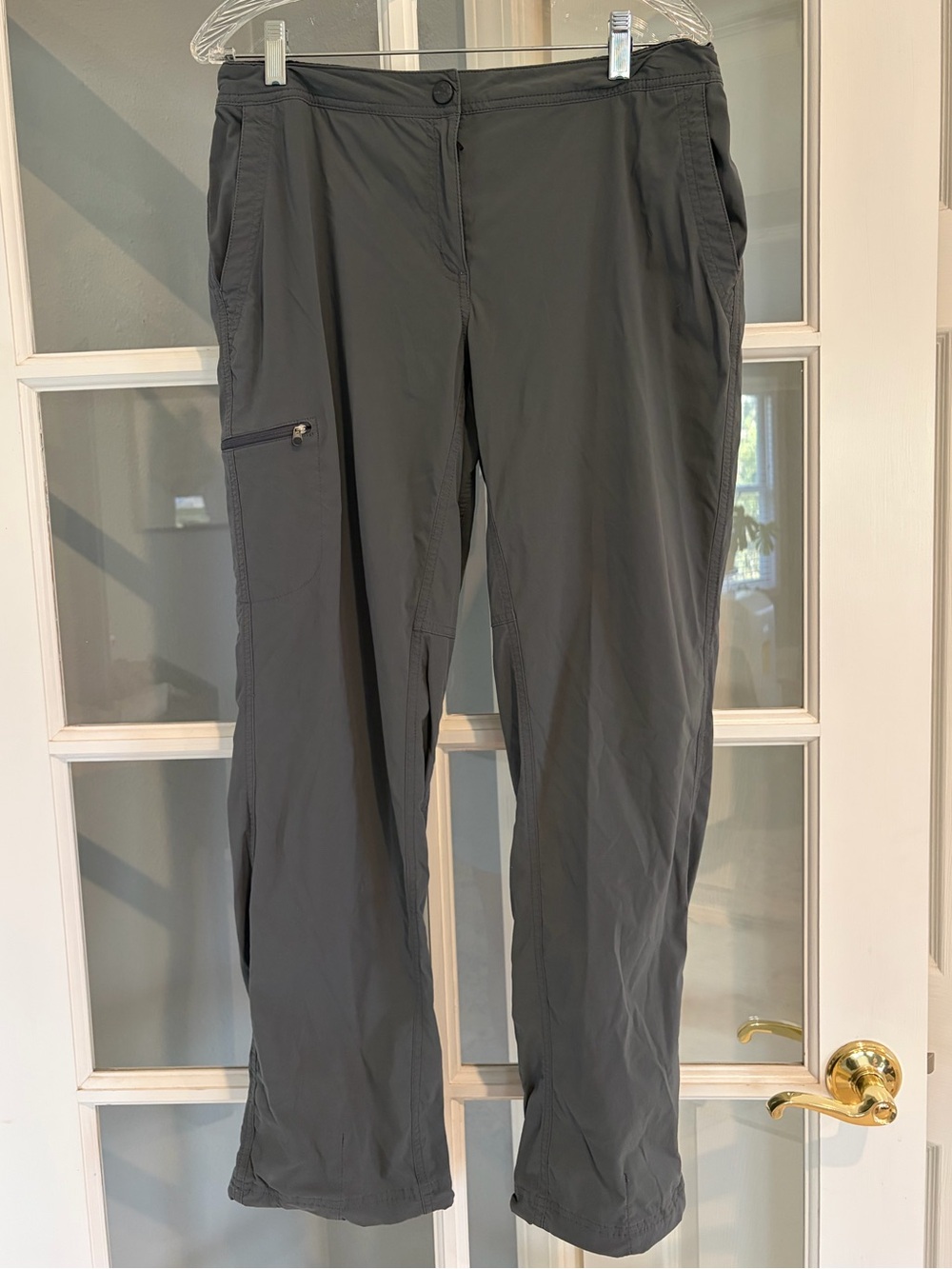 L.L. Bean Women’s Comfort Trails Gray Cargo Hiking Pants - Adjustable Waist 12